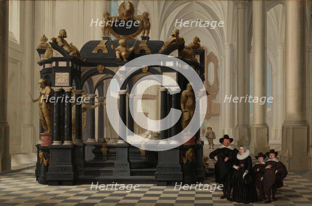 A Family beside the Tomb of Prince William i in the Nieuwe Kerk, Delft, 1645. Creator: Dirck van Delen.