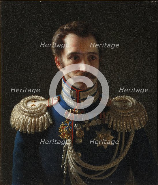 Portrait of Leonty Vasilievich Dubelt (1792-1862), Chief of Staff of the Corps of Gendarmes, c. 1843 Artist: Tyranov, Alexei Vasilyevich (1808-1859)