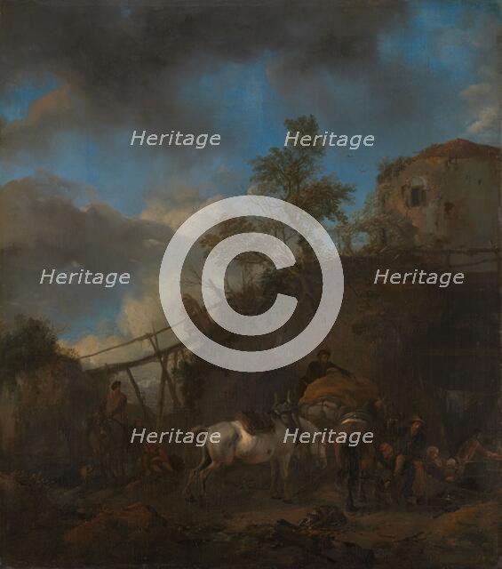 Blacksmith Shoeing a Horse, c.1652-c.1655. Creator: Philip Wouverman.