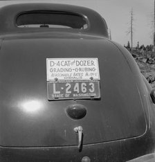 Bulldozer contractor's car, near Vader, Lewis County, Western Washington, 1939. Creator: Dorothea Lange.