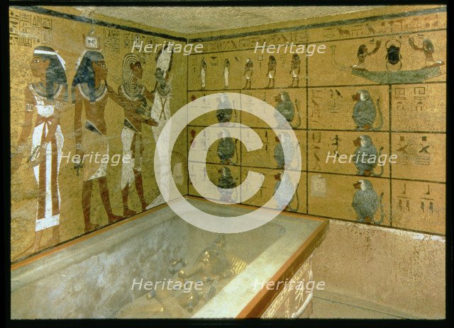 Frescoes in the crypt of Tutankhamun in the Valley of the Kings at Thebes.