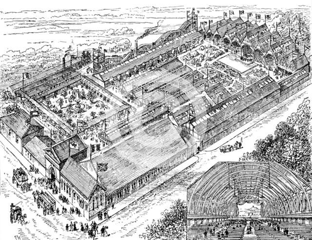 Bird’s-eye view of the Leeds International Exhibition, 1890. Creator: Unknown.