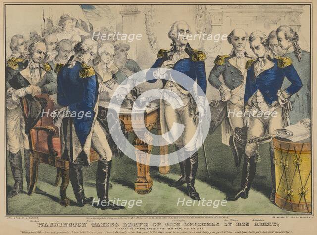 Washington Taking Leave of the Officers of His Army-at Francis's Tavern, Broad Street, New..., 1848. Creator: Nathaniel Currier.