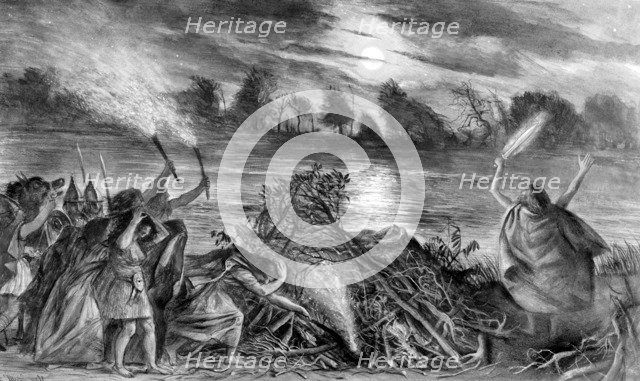 Prehistoric warrior's funeral. Artist: Unknown