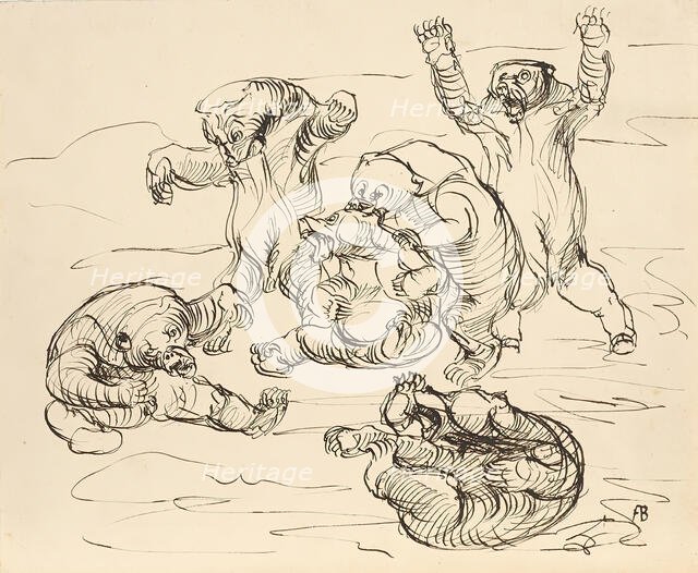 Brawling bears, 1909. Creator: Franz Barwig the Elder.