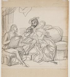 Leonardo da Vinci and Francis I, between 1800 and 1857. Creator: Achille Deveria.