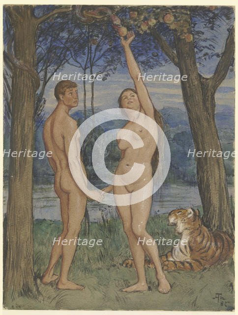 Adam and Eve, 1882. Creator: Hans Thoma.
