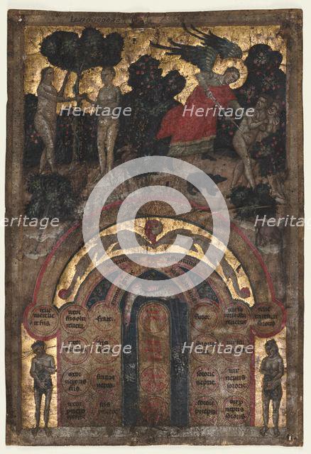 Leaves from a Volume of Johannes Andrea's "Lectura super arboris consanguinitatis…., c. 1331. Creator: Master of the Register of 1328 (Italian).