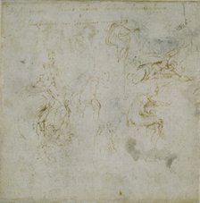 Recto: Eight Figure Studies. Verso: Figure Study, c1490-1560. Creator: Michelangelo Buonarroti.