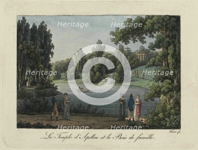 The Temple of Apollo and Cascade in the Pavlovsk park, 1810s. Creator: Thurner (active first quarter of the 19th century).