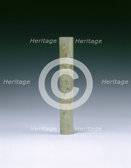 Jade tubular perfume holder, Qing dynasty, China, 18th century. Artist: Unknown