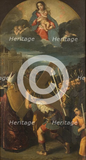 Emperor Heraclius returns the True Cross to Jerusalem.