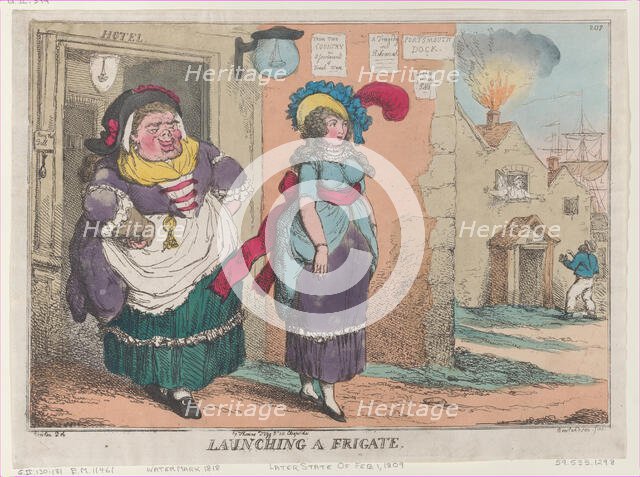 Launching a Frigate, [February 1, 1809], reprint., [February 1, 1809], reprint. Creator: Thomas Rowlandson.