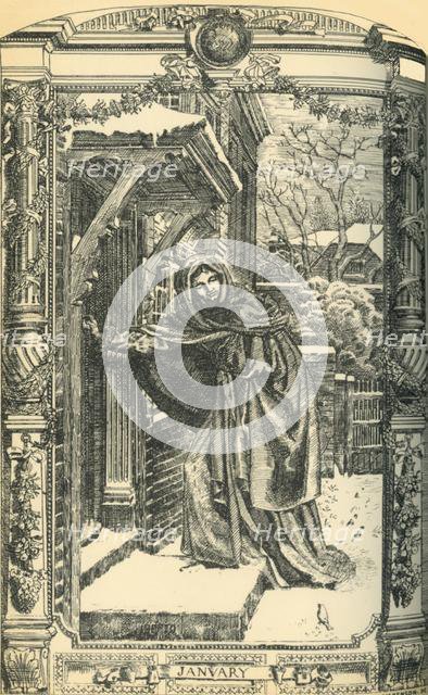 'January', decorative wall tiles, c1860s, (1881).  Creator: J M Benson.