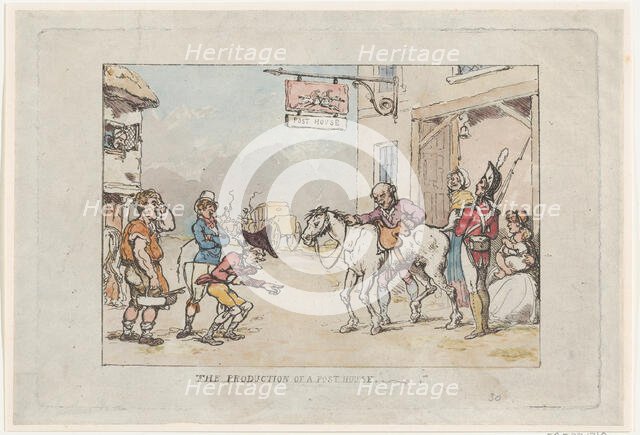 The Production of a Post House, 1808., 1808. Creator: Thomas Rowlandson.