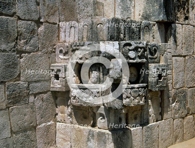 Stone mask, Uxmal city, Puuc region, Yucatan, Mexico, Maya civilization, Classical period, 1998. Creator: Unknown.
