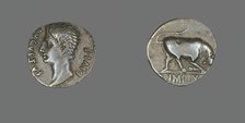Denarius (Coin) Portraying Emperor Augustus, 15-13 BCE. Creator: Unknown.