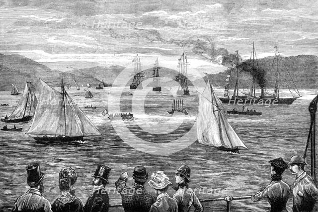 The Duke of Edinburgh's visit to the Clyde training-ship Cumberland, 1881. Creator: Unknown.