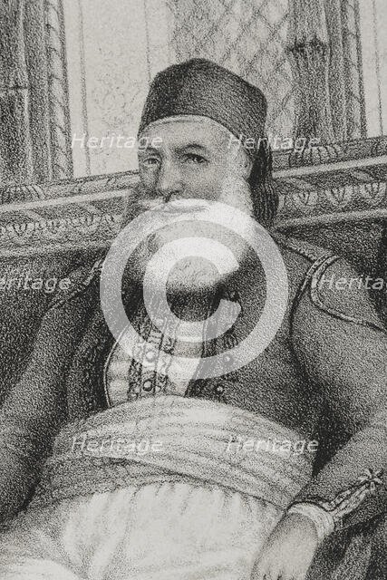 Muhammad Ali, (1769-1849), Pasha of Egypt from 1805 to 1848, 1852. Detail. Creator: Julio Donón.