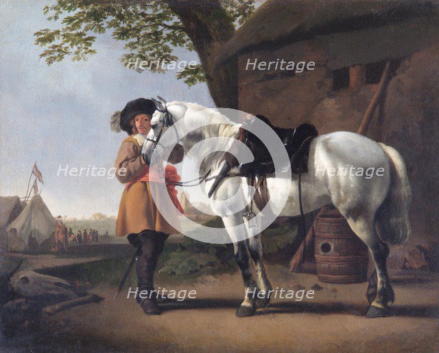 'A Cavalier with a Grey Horse', 17th century. Artist: Abraham Pietersz van Kalraet.