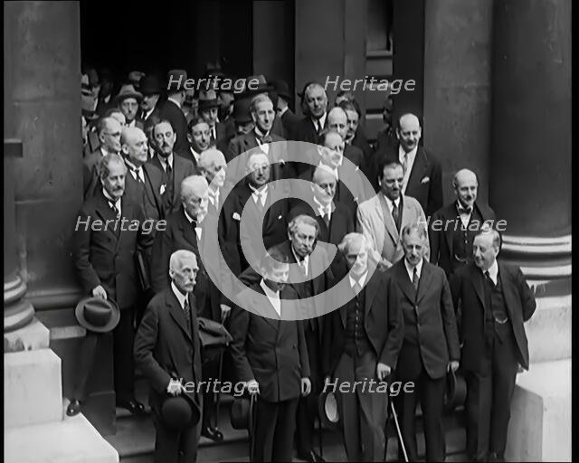 International Leaders Gathering on the Steps of a Building for a Conference on Economic..., 1931. Creator: British Pathe Ltd.