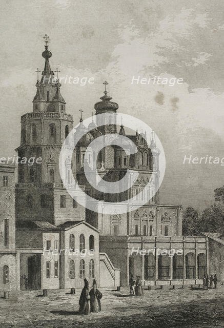Assumption Church in Pokrovka Street, Moscow, Russia, 1839. Creator: Augustin François Lemaitre.