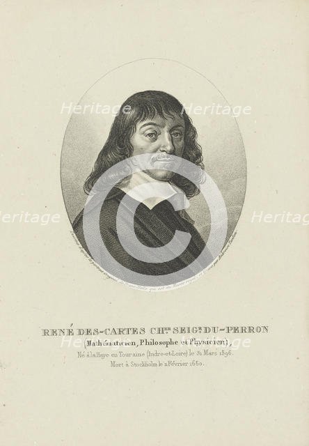 Portrait of the philosopher René Descartes (1596-1650), ca 1820. Creator: Tardieu, Ambroise (1788-1841).