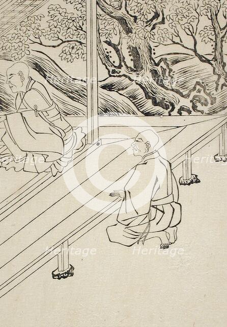Priest and Monk by a Temple Veranda, 19th century. Creator: Unknown.