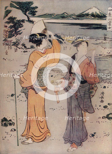 Girls on the Seashore, c17th century, (1914). Artist: Torii Kiyonaga