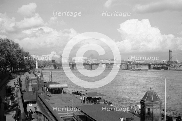 A view of Hungerford Bridge, Lambeth, London, c1945-1965. Artist: SW Rawlings