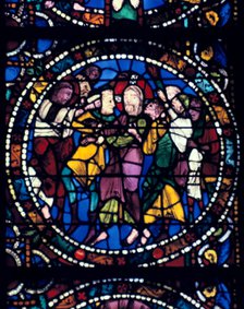 The Arrest of Christ (Kiss of Judas), stained glass, Chartres Cathedral, 1194-1260. Artist: Unknown