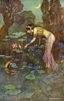 'Sita Finds Rama Among Lotus Blooms', 1913. Creator: Warwick Goble.