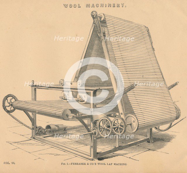 Wool Machinery: Ferrabee & Co.'s Wool Lap Machine, c1880. Artist: Unknown