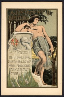 Postcard. Poster of the 5th International Exhibition of Art. Barcelona City Council. April 1907.