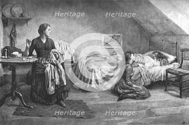 ''Pictures of the Year- VII, "Widowed and Fatherless"', 1888. Creator: Thomas Benjamin Kennington.