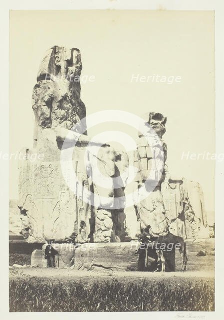 The Statues of Memnon, Plain of Thebes, 1857. Creator: Francis Frith.