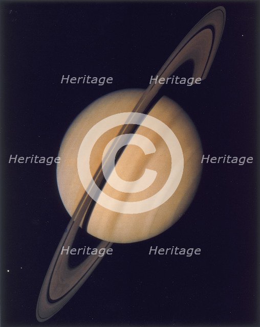 Full view of Saturn and her rings, 1980. Artist: Unknown