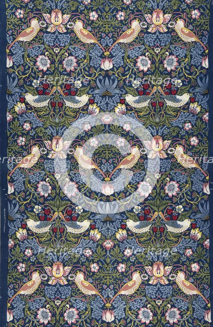 Strawberry Thief. Decorative fabric, 1883. Creator: Morris, William (1834-1896).