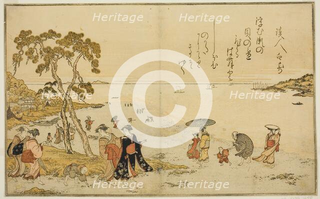 Gathering Shells at Low Tide, from the illustrated book "Gifts from the Ebb Tide...", Japan, 1789. Creator: Kitagawa Utamaro.