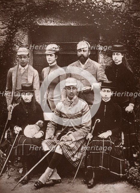 The Prince and Princess of Wales in shooting dress, 1900.Artist: Russell & Sons