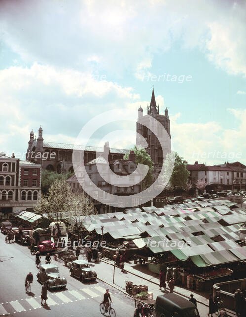 The Market Place with St Peter Mancroft, Norwich, Norfolk, c1955-1965. Creator: Arthur Charles Kirby Ware.
