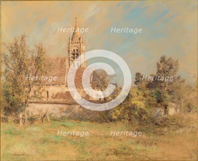Landscape with Church, 1900-1925. Creator: Leon-Augustin Lhermitte.