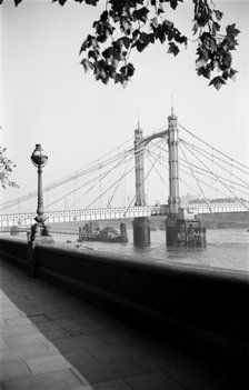 Albert Bridge from the Chelsea Embankment, London, c1945-c1965. Artist: SW Rawlings