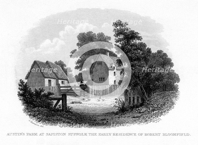 Austin's Farm at Sapiston, Suffolk, the early residence of Robert Bloomfield, 1840.  Artist: G Harrison
