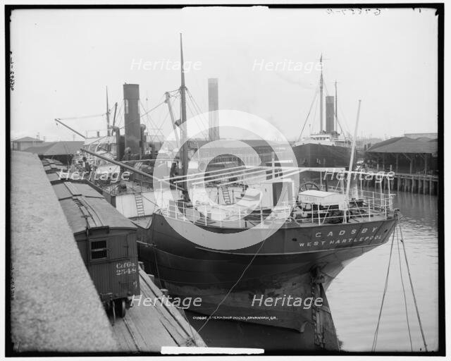 Steamship docks, Savannah, Ga., between 1900 and 1915. Creator: Unknown.