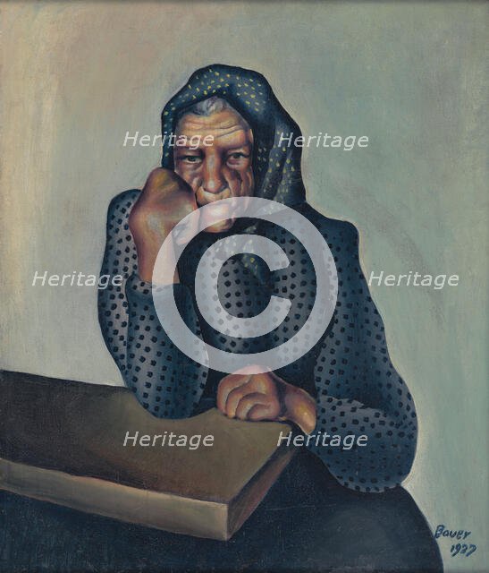 Worry (Old Woman Leaning on Arm), 1927. Creator: Konstantin Bauer.