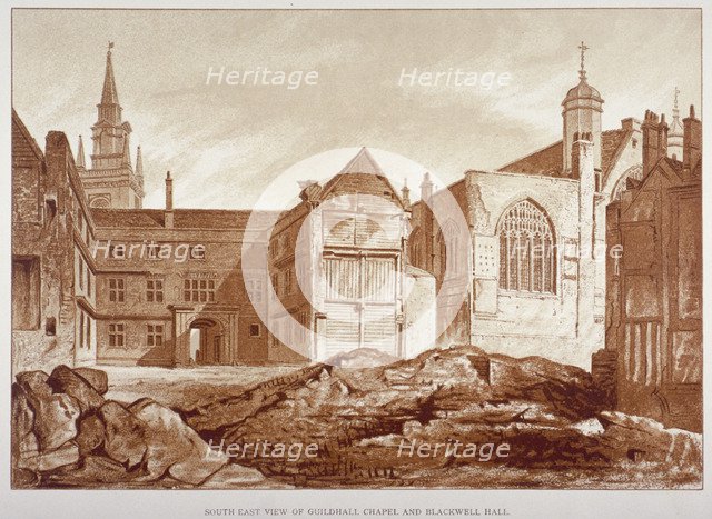 West view of the Guildhall Chapel and Blackwell Hall, City of London, 1820. Artist: Anon