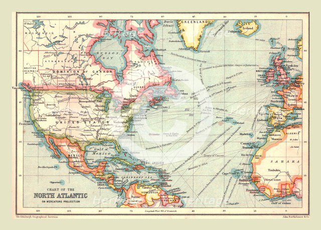 Chart of the North Atlantic, 1902.  Creator: Unknown.
