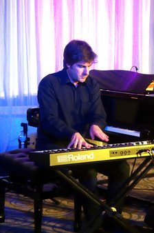 Euan Stevenson, Georgia Cecile Quartet, Watermill Jazz Club, Dorking, Surrey, 7 October 2025. Creator: Brian O'Connor.