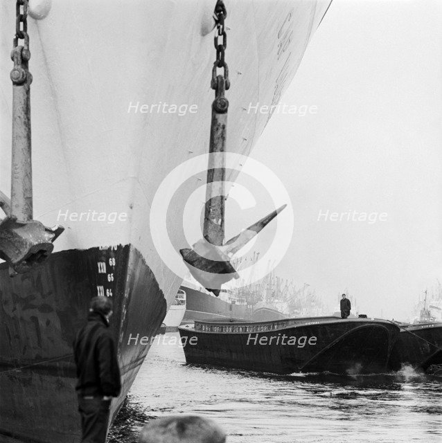 Ships in the docks on the Thames, London, July 1965. Artist: John Gay